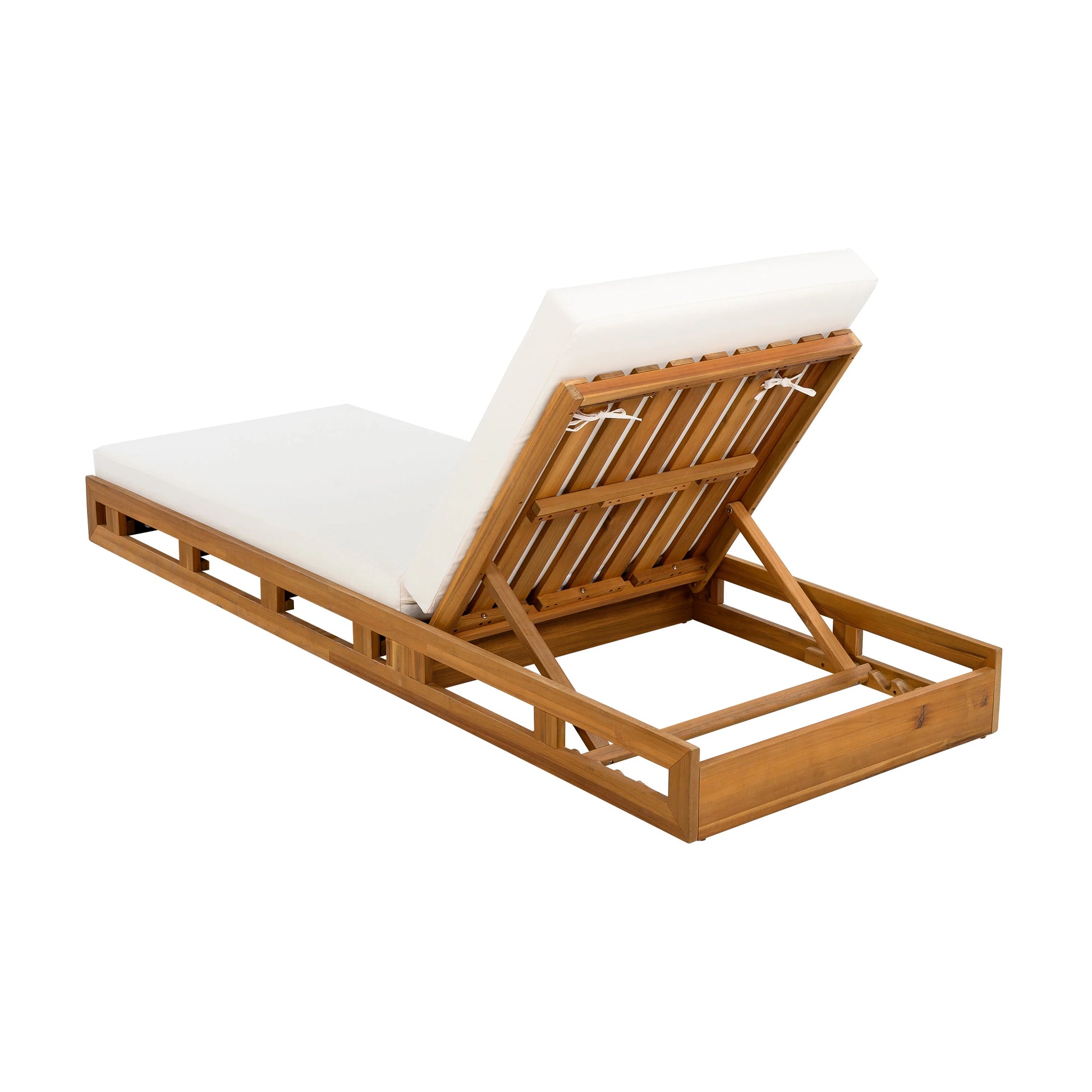 Patio Seating LOUNGE CHAISE SET, ACACIA WOOD WITH WATER-RESISTANT LOUNGE CUSHIONS (CREAM & 4 INCH THICK) - MATCHING DARK GREY VERSION AVAILABLE,Outdoor Seating