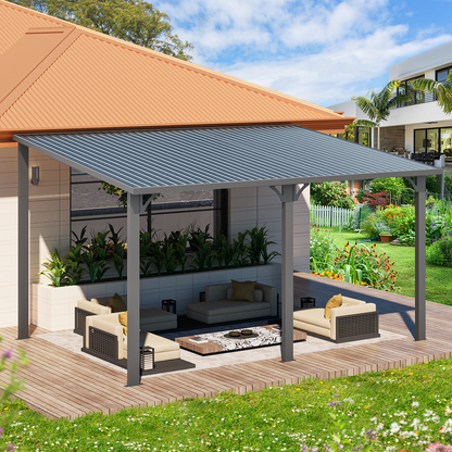 AECOJOY 10' x 12' Hardtop Gazebo, Heavy Duty Outdoor Gazebo with Galvanized Steel Sloping Roof, All Weatherproof Metal Gazebo Featuring Vertical Stripes for Patio, Backyard, and Lawns