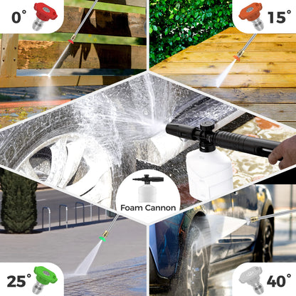 Electric Pressure Washer, 4000PSI Max. 2.8 GPM Power Washer w/32 ft Hose and 32 ft Power Cord, 4 Quick Connect Nozzles, 4 Wheels, Foam Cannon, Suitable For Clean Cars, Patios, Driveways