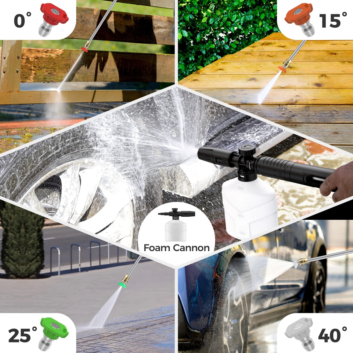 HIJOB Electric 4000 PSI High Power Water Washers Machine w/20 ft Hose, 4 Nozzles, Max. 2.6 GPM for Patios/Cars/Fences/Driveways
