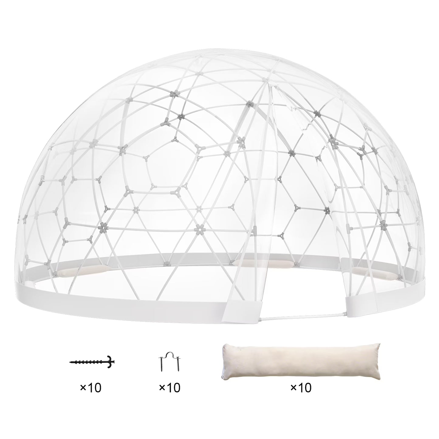 KFFKFF Outdoor Dome Shelter, 9.5 FT Clear PVC Garden Tent, Waterproof Geodesic Dome Tent with Window for Patio, Backyard Dining, and Parties