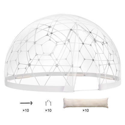 KFFKFF Outdoor Dome Shelter, 9.5 FT Clear PVC Garden Tent, Waterproof Geodesic Dome Tent with Window for Patio, Backyard Dining, and Parties