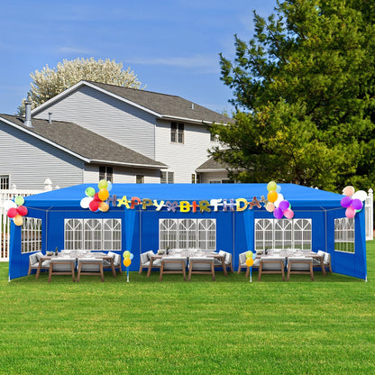 SONGMY Party Tent, Tents for Parties, Outdoor Gazebo Wedding Patio Camping Carport Canopy Shade Canopy Tent with Removable Sidewalls, Outside Event for Garden, Backyard (10'x30' Eight Sides Blue)