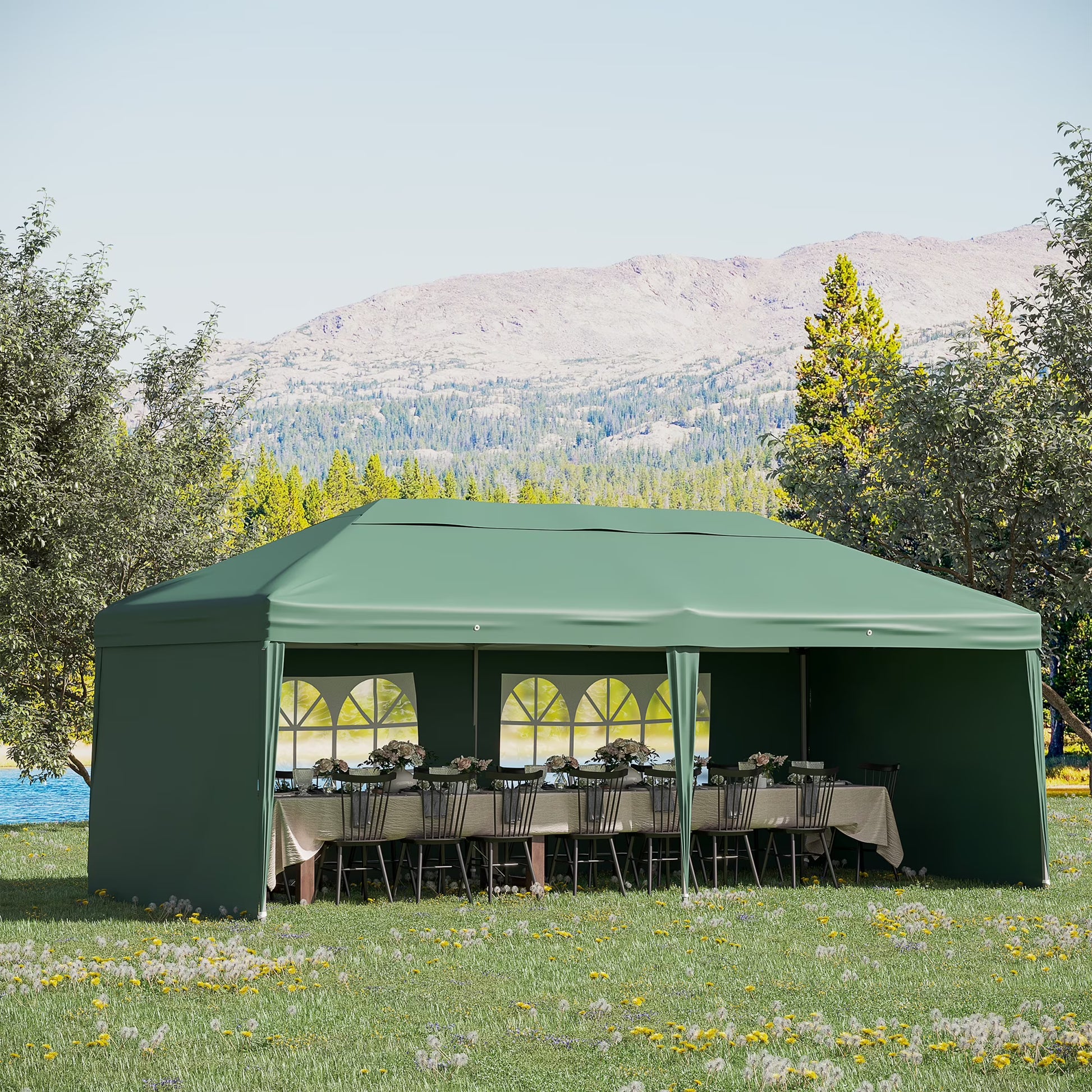 Outsunny 10' x 20' Pop Up Canopy Tent with 4 Sidewalls, Heavy Duty Tents for Parties, Outdoor Instant Gazebo with Carry Bag, for Outdoor, Garden, Patio, Blue