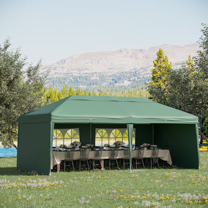 Outsunny 10' x 20' Pop Up Canopy Tent with 4 Sidewalls, Heavy Duty Tents for Parties, Outdoor Instant Gazebo with Carry Bag, for Outdoor, Garden, Patio, Blue