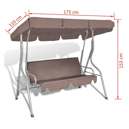 vidaXL Patio Outdoor 3 Person Hanging Canopy Swing Chair Hammock Seat Sofa Coffee/White