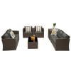 Superjoe 2 Pcs Outdoor Patio Furniture Garden Loveseat Wicker Couch,Gray