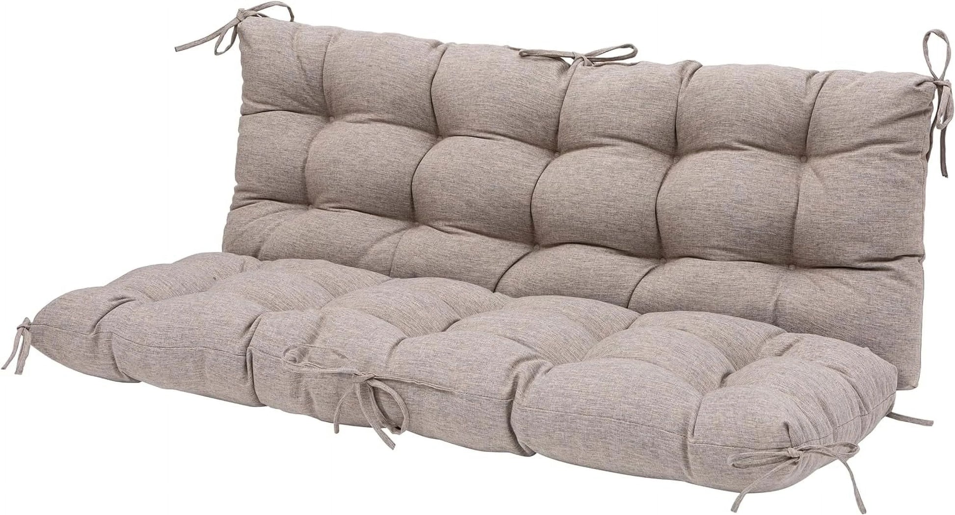 Outdoor/Indoor Bench Cushion,Porch Swing Replacement Cushions 2-3 Seater Loveseat Chair Pads with Backrest and Ties for Garden Patio Furniture (51inx40in, TAN/GREY)