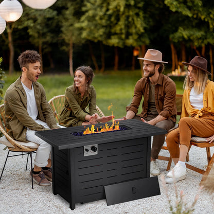 KNDKO 43" Outdoor Propane Fire Pit Table - 50,000 BTU Auto-Ignition Gas Fire Table with Lid, Weather-resistant Backyard Heater for Patio, Deck & Garden