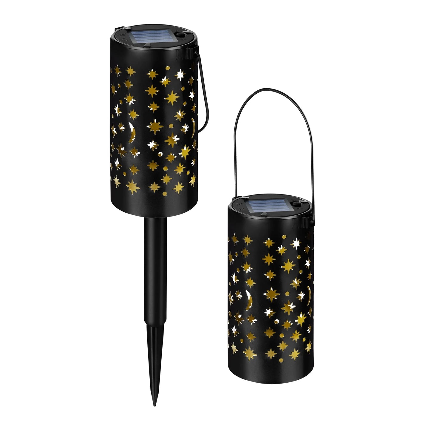 GIGALUMI Solar Pathway Lights, 6 Pack Solar Lanterns Outdoor Solar Lights Decorative Waterproof, Hanging Solar Lights Star Moon Solar Landscape Lights Outdoor for Walkway, Garden, Patio, Lawn, Yard