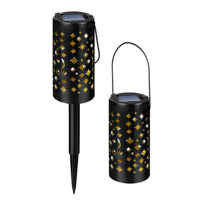 GIGALUMI Solar Pathway Lights, 6 Pack Solar Lanterns Outdoor Solar Lights Decorative Waterproof, Hanging Solar Lights Star Moon Solar Landscape Lights Outdoor for Walkway, Garden, Patio, Lawn, Yard