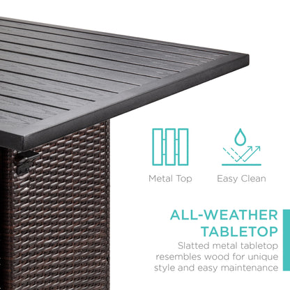 Best Choice Products 5-Piece Patio Wicker Bar Set w/Built-In Bottle Opener, Hidden Storage Shelf, 4 Stools - Brown