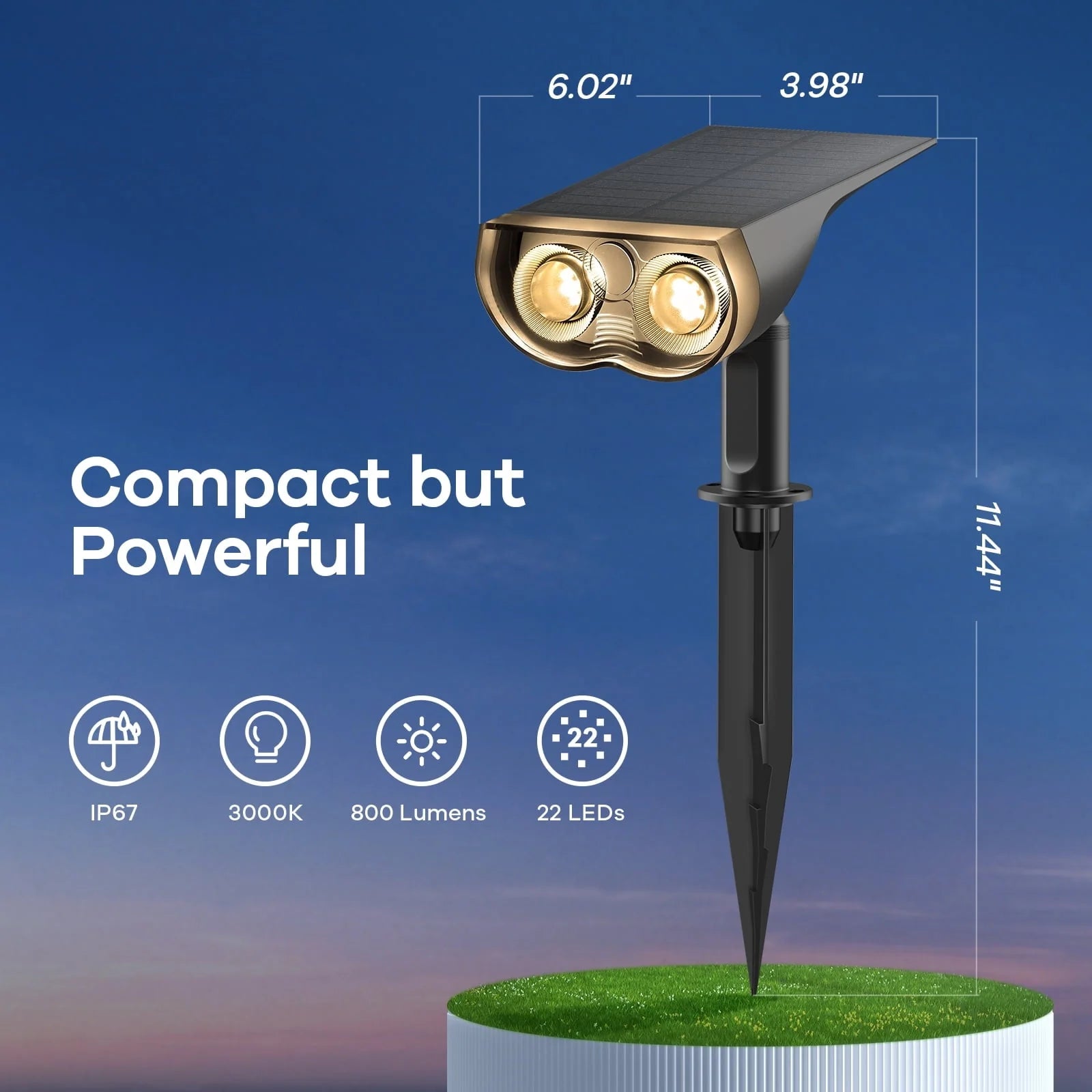 Linkind Solar Lights Outdoor, Solar Spot Lights Outdoor 800LM 3000K Warm White, LED Solar Landscape Spotlights for Garden Yard Patio Driveway Porch, 4-Pack