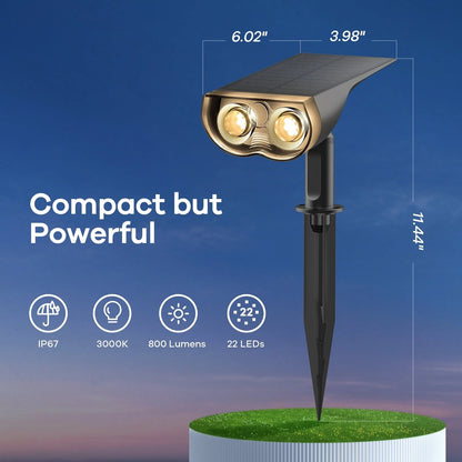 Linkind Solar Lights Outdoor, Solar Spot Lights Outdoor 800LM 3000K Warm White, LED Solar Landscape Spotlights for Garden Yard Patio Driveway Porch, 4-Pack