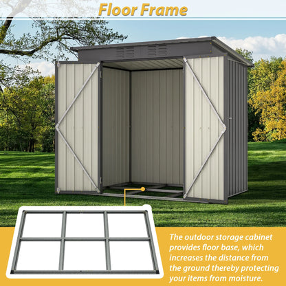 6 x 4 ft Outdoor Storage Shed with Floor Frame, Storage Sheds for Outside with Lockable Door, All Weather Garden Tool Shed with Air Vent for House Backyard Patio Lawn, Black