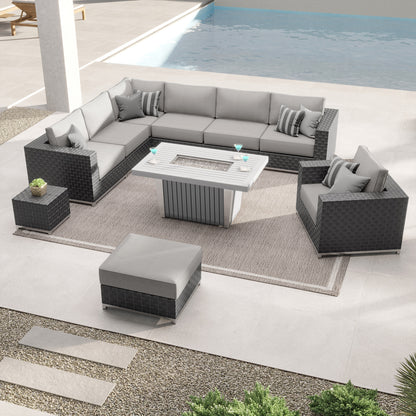Sirio Soho 10-piece Modular Fire Outdoor Patio Seating Set
