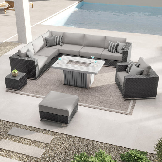 Sirio Soho 10-piece Modular Fire Outdoor Patio Seating Set