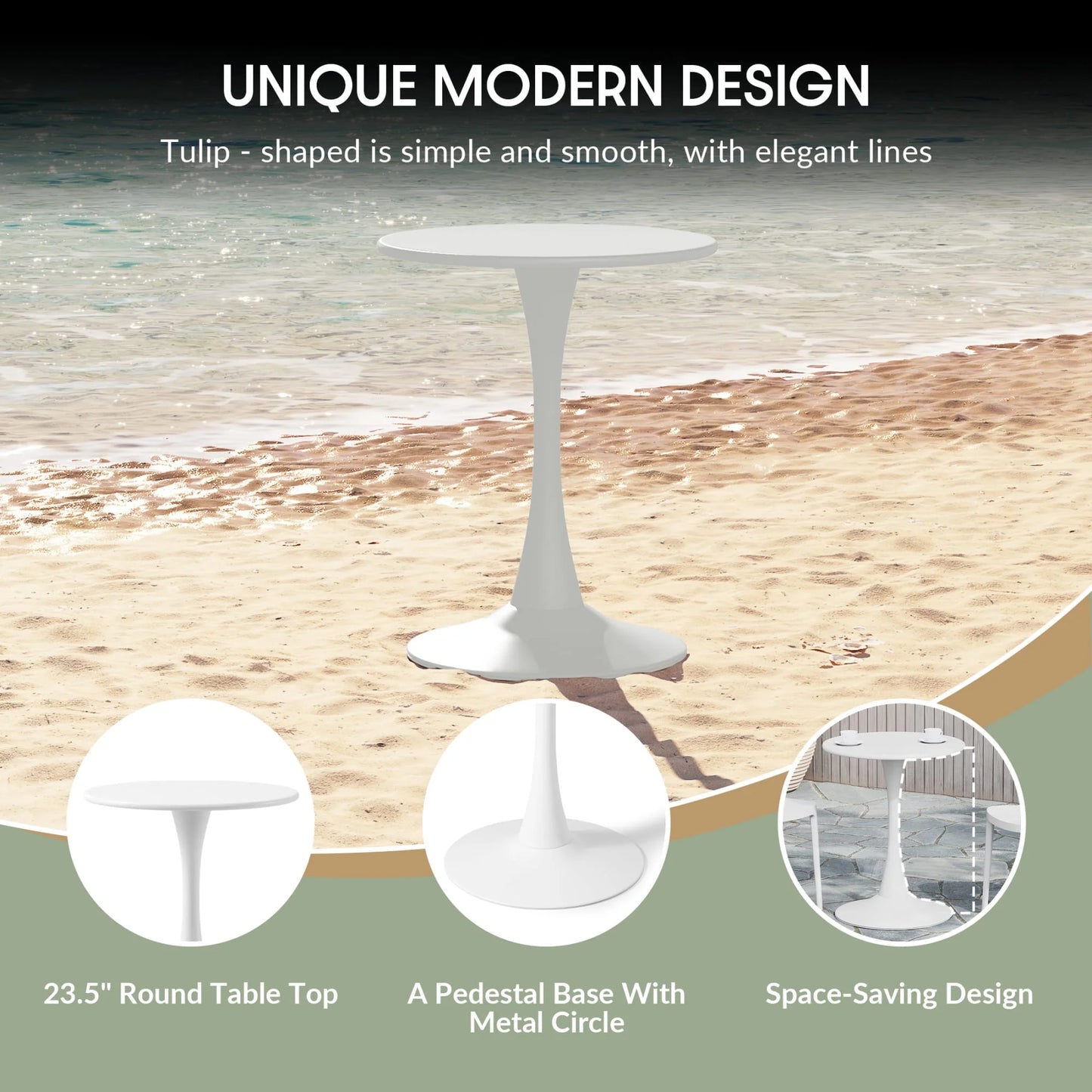 WestinTrends Playa 3-Piece Outdoor Metal Round Dining Table Set With Stackable Resin Patio Dining Chairs, White