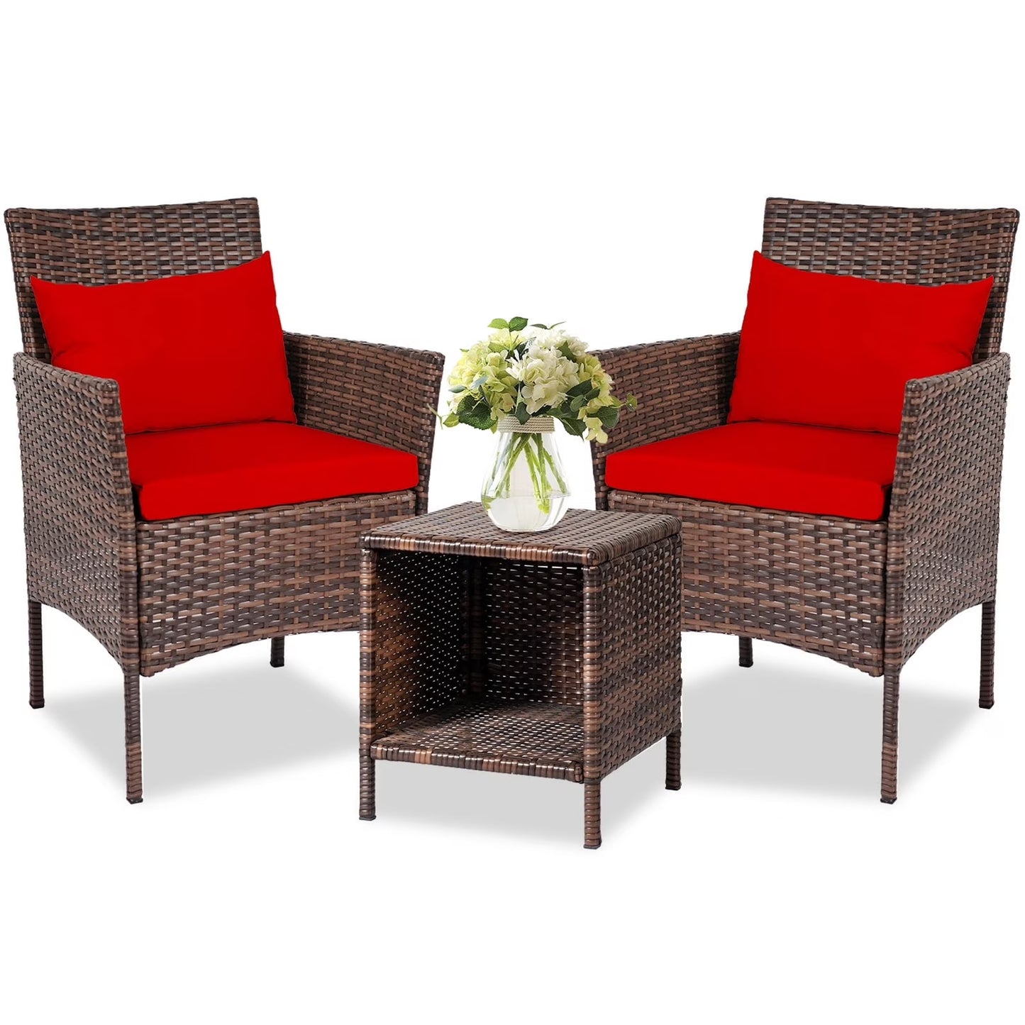 Tappio 4-Seat Patio Furniture Sets All Weather Outdoor Sectional Patio Sofa Manual Weaving Wicker Rattan Patio Seating Sofas with Cushion
