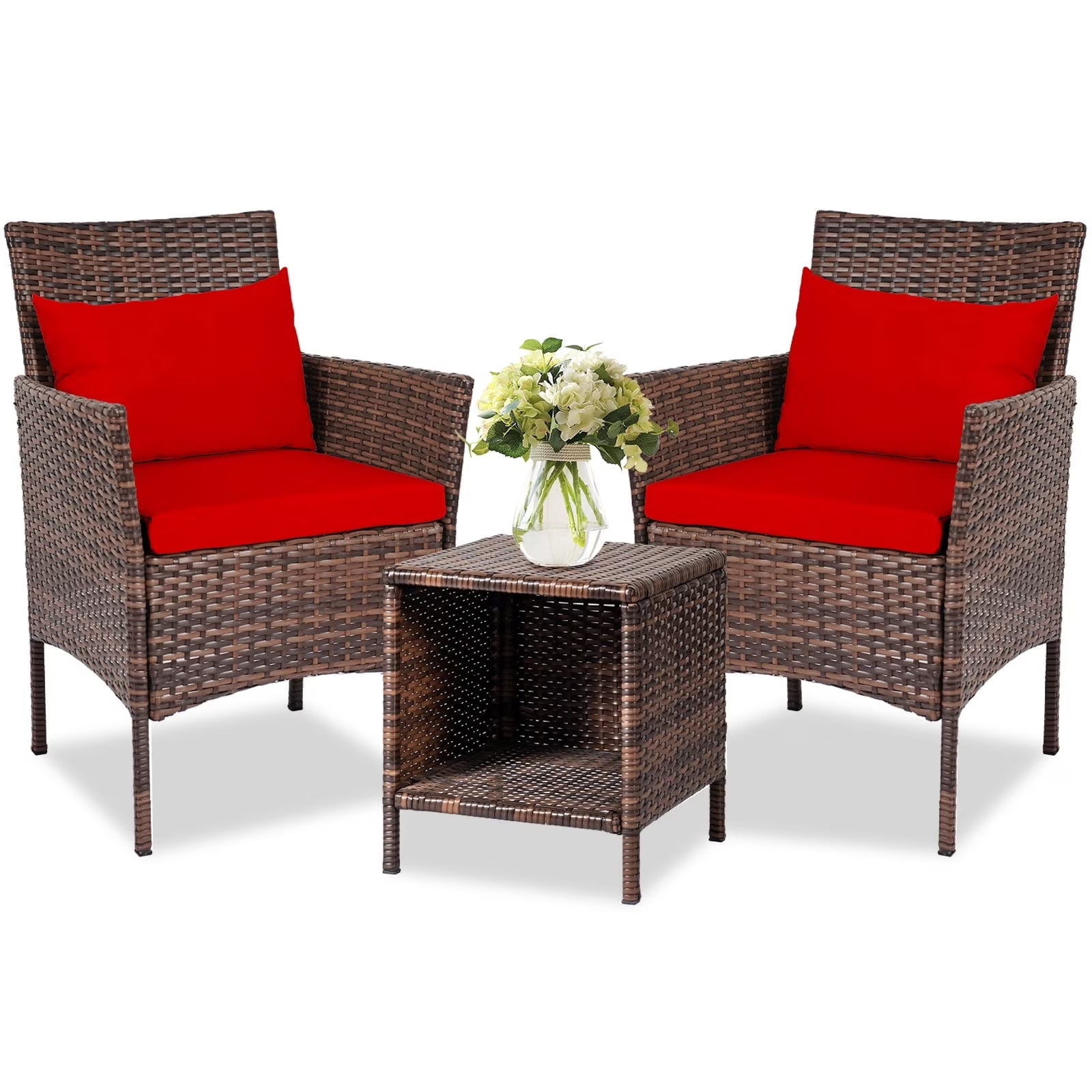 Tappio 4-Seat Patio Furniture Sets All Weather Outdoor Sectional Patio Sofa Manual Weaving Wicker Rattan Patio Seating Sofas with Cushion