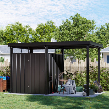 Patiowell 6' x 3' Horizontal Metal Shed, Outdoor Storage Black Trash Shed with Double Lockable Doors, Easy Lift Hinges and Sloping Roof