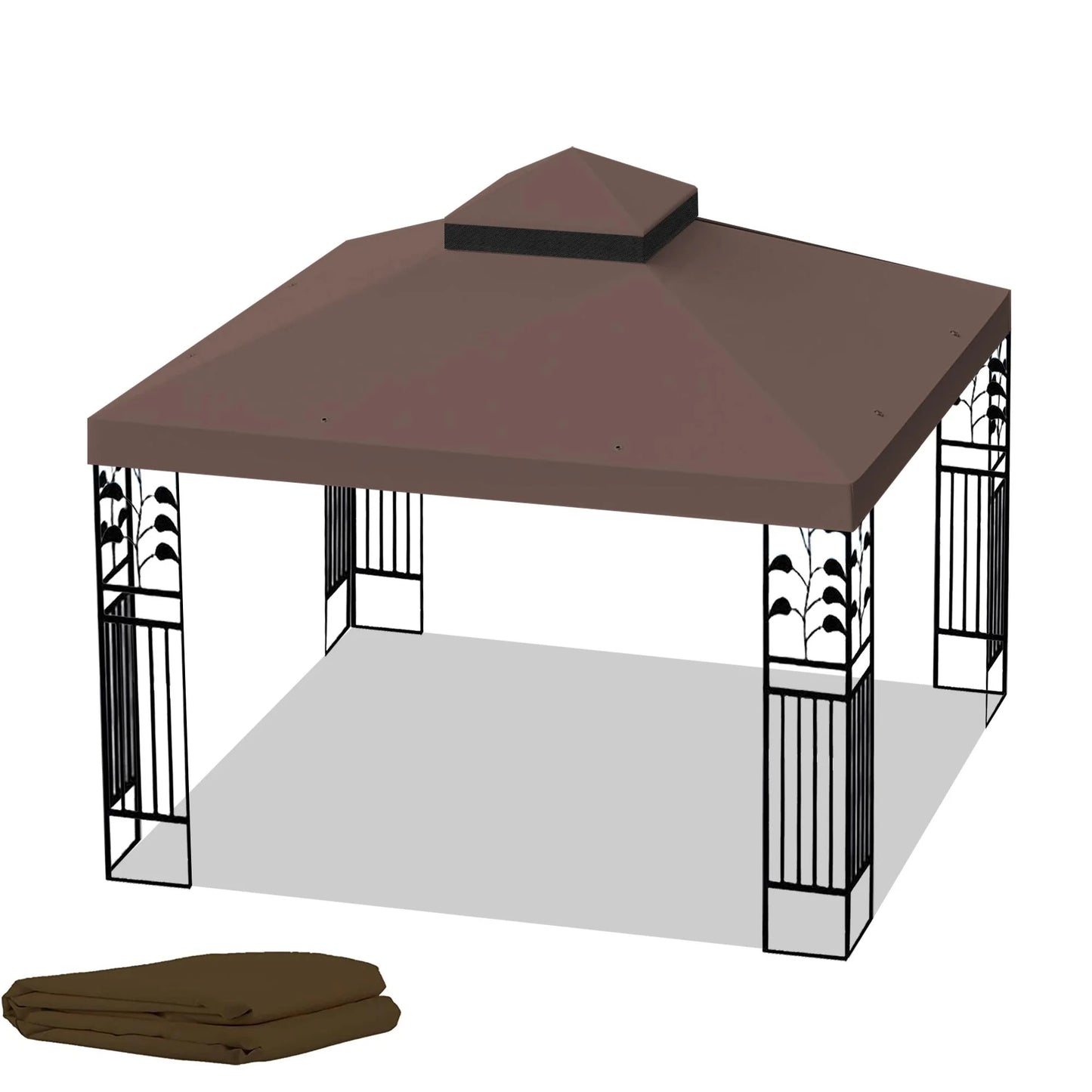 UBesGoo 10x10 Ft Outdoor Patio Gazebo Replacement Canopy, Double Tiered Gazebo Tent Roof Top Cover Only(Frame Not Include)