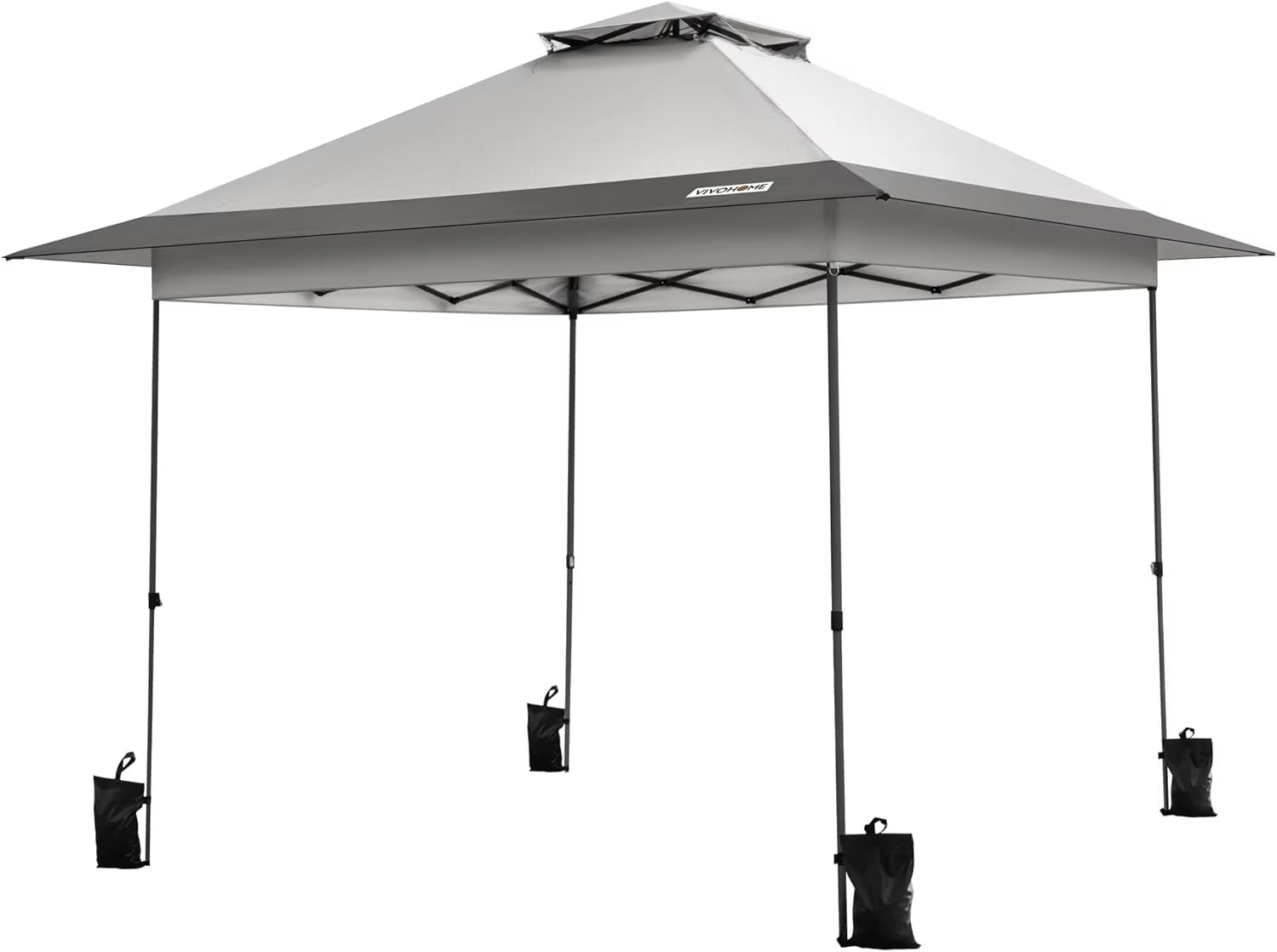 SPECSTAR 10x10ft Pop Up Gazebo Tent One Push Setup Canopy Tent Heavy Duty with Wheel Carry Bag and 4 Sandbags, 2 Tiers Roof for Patio Garden Backyard, Beige