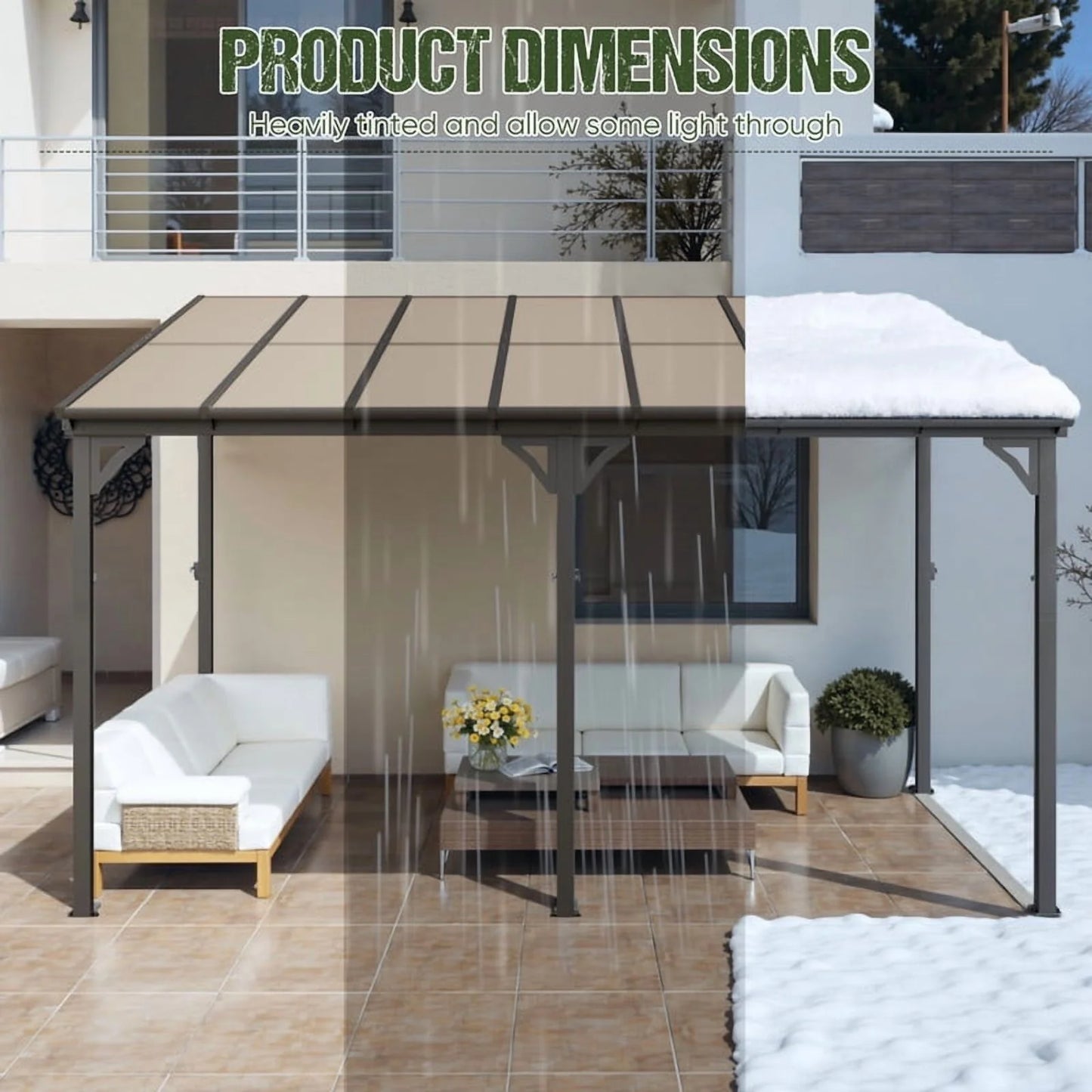 Homall 10 x 14 FT Outdoor Gazebo Wall Mounted Lean to Gazebo Pergola with Polycarbonate Roof Heavy Duty Metal Patio Awnings with Aluminum Frame for Patio, Backyard, Deck