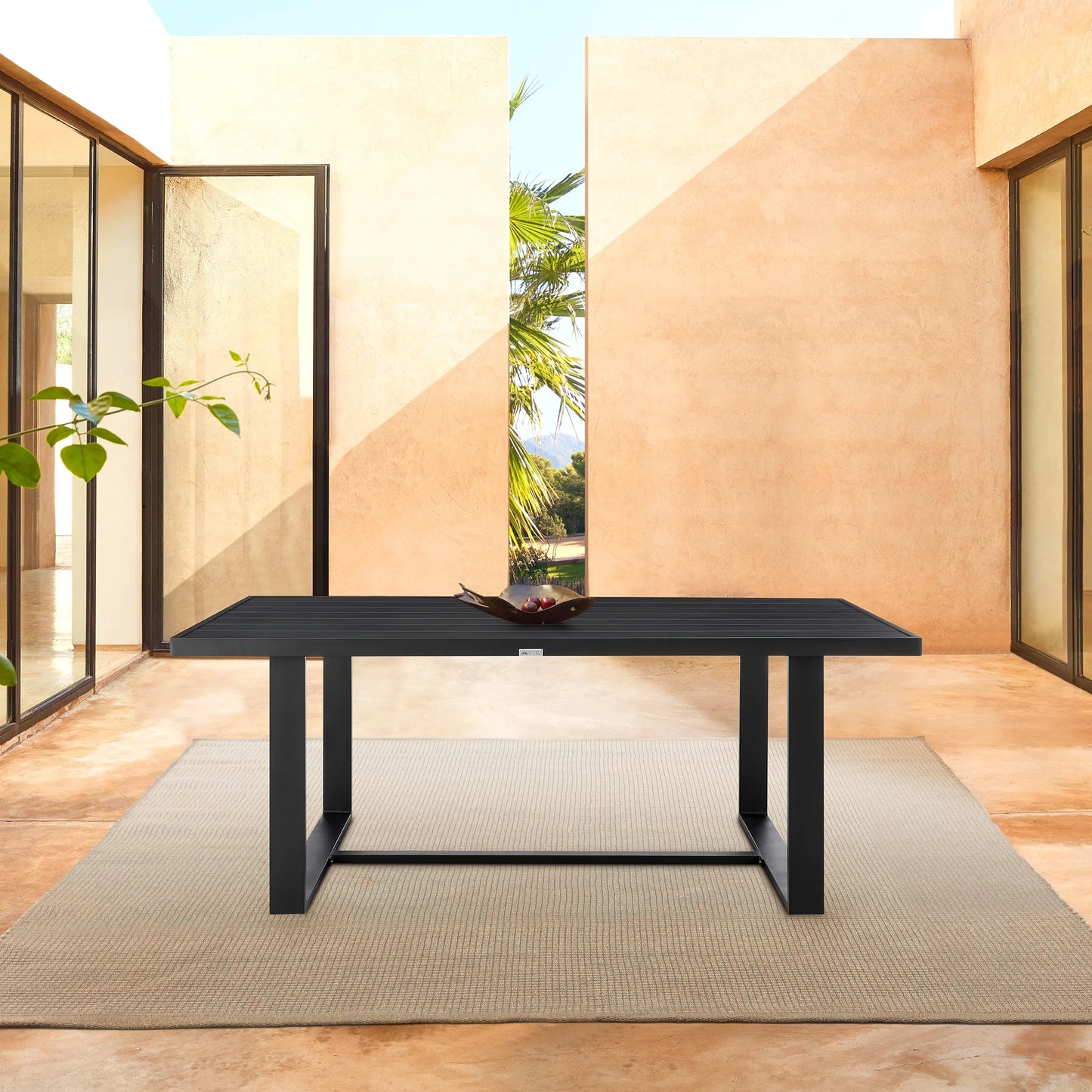 Menorca Outdoor Patio Dining Table in Aluminum