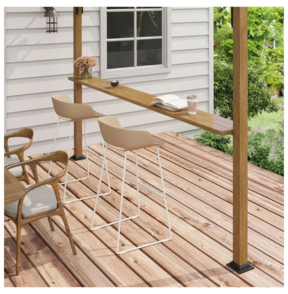 Outdoor Pergola with Bar, 12x10 ft Aluminum Metal Patio Canopy, Sun Shade for Backyard, Garden, Deck, Beige