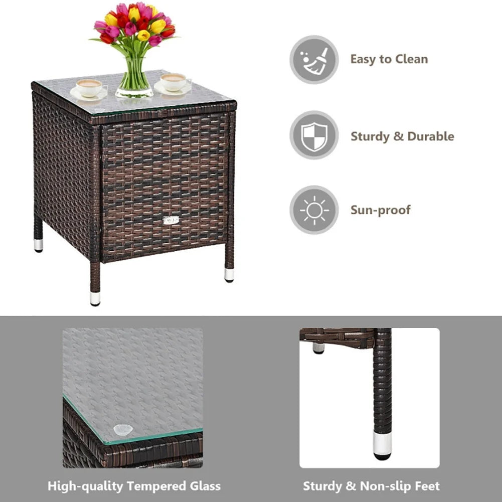 Spaco Patio Conversation Set Outdoor Rattan Wicker Furniture Set with Coffee Table & Chairs Patio Bistro with Seat Cushions for Garden Balcony Backyard Poolside