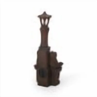 Coowa 37.25 Inch Outdoor Water Fountain with LED Lights, Faux Stone Two Tier Frog and Lamppost Design, Rustic Multi Brown, Weather Resistant for Garden and Patio