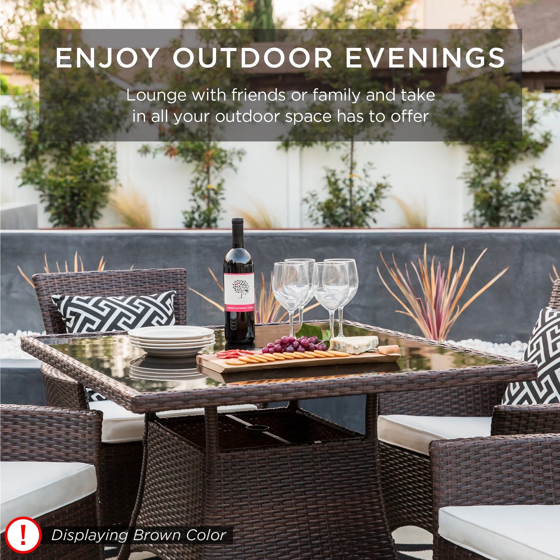 Best Choice Products 5-Piece Indoor Outdoor Wicker Patio Dining Table Furniture Set w/Umbrella Cutout, 4 Chairs - Gray