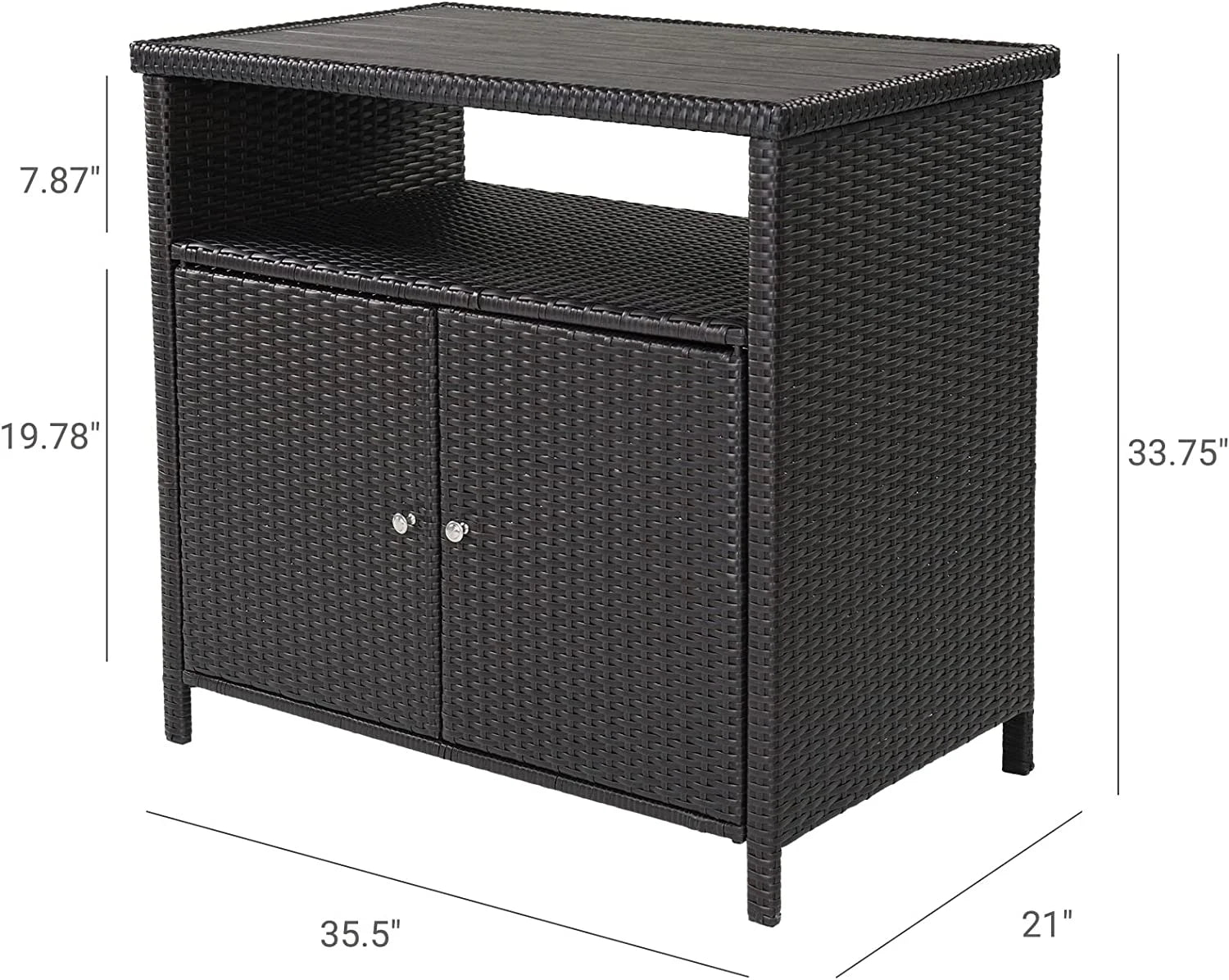 Grand Patio Dylan Outdoor Wicker 2-Door Storage Cabinet, Brown