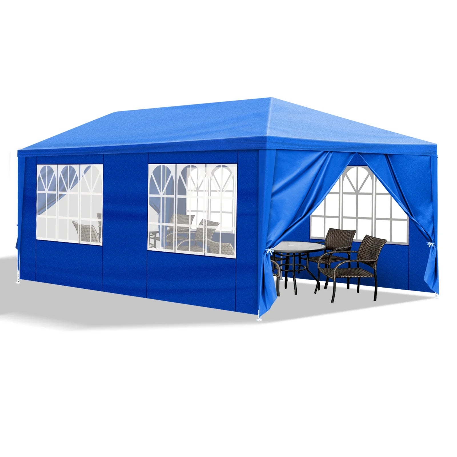OverPatio Blue 10'x20' Canopy Party Outdoor Gazebo Tent with 6 Sidewalls for Weddings and Parties
