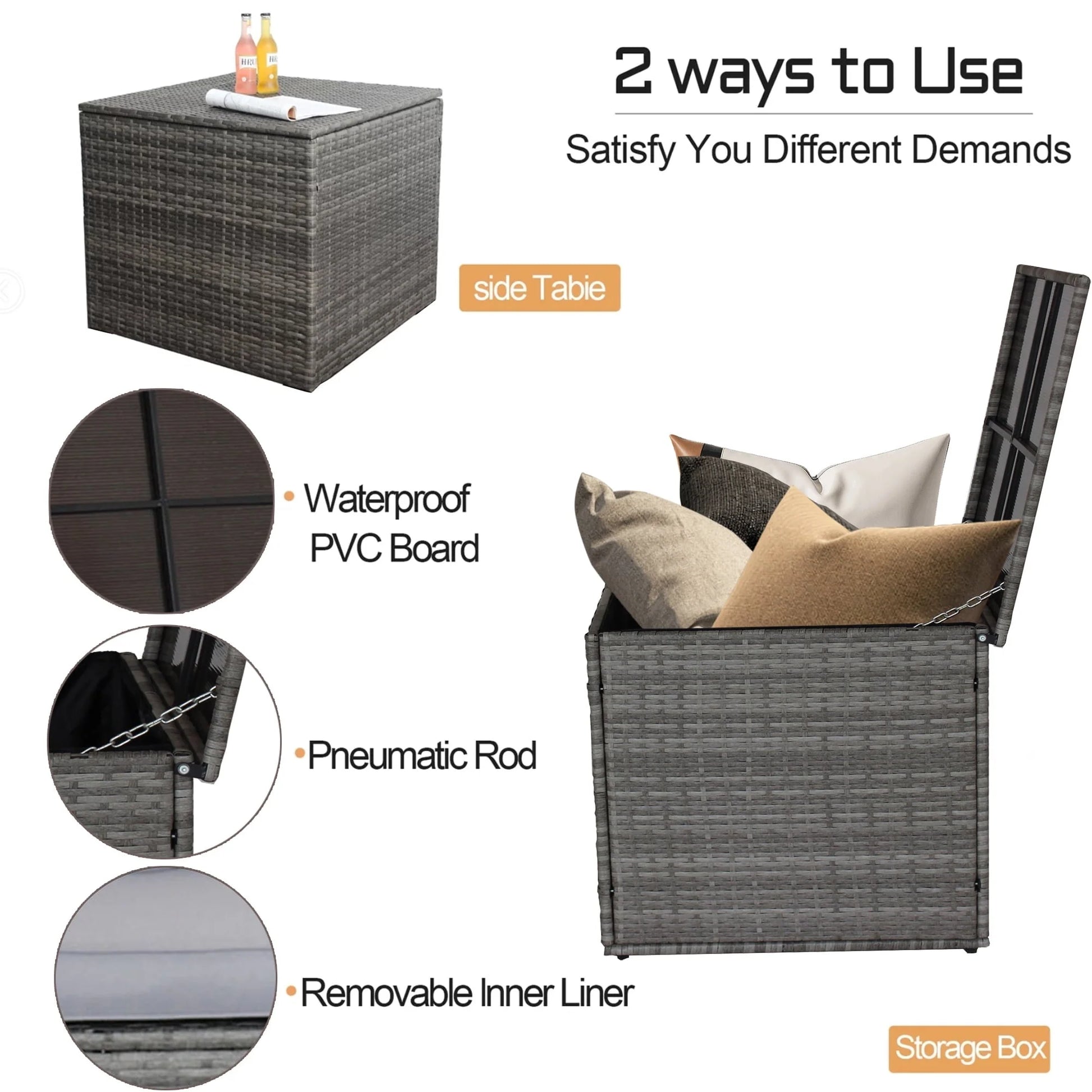 Segmart 4 Piece Rattan Wicker Patio Furniture, Outdoor Conversation Set with Storage Ottoman, All-Weather Rectangle Patio Sofa Wicker Set with Cushions for Backyard Garden Pool