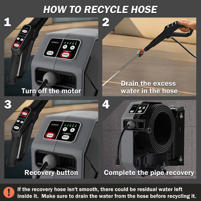 Electric Pressure Washer, 5000 PSI 3.0 GPM Wall Mounted Power Washer, Remote Control with 100 FT Retractable Hose, Foam Cannon, Nozzles for Cars/Garage/Patio, Gray