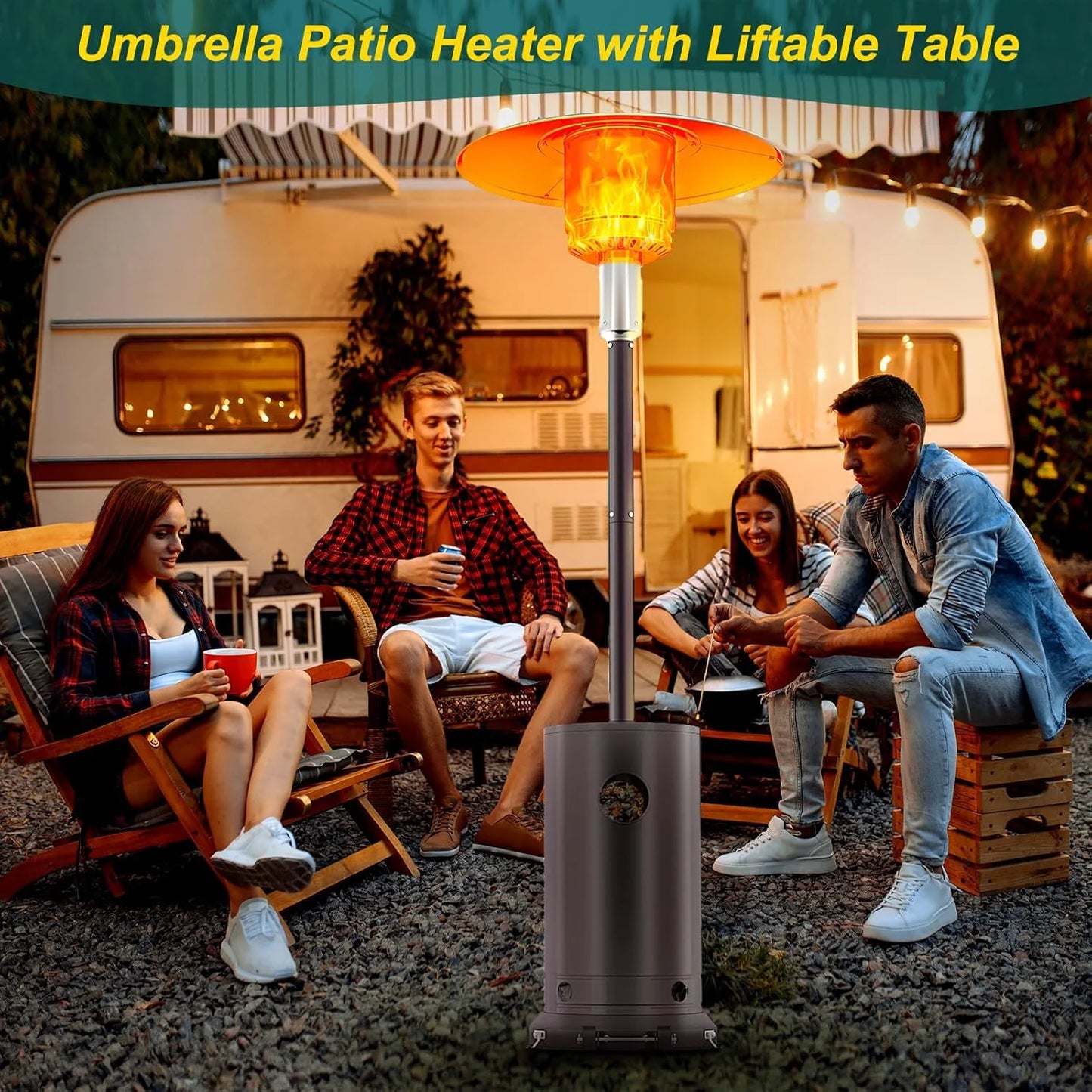 48,000 BTU Patio Heater for Outdoor Use,Stainless Steel Burner with Wheels,Heat Lamp,Outdoor Patio Heater for Home and Commercial