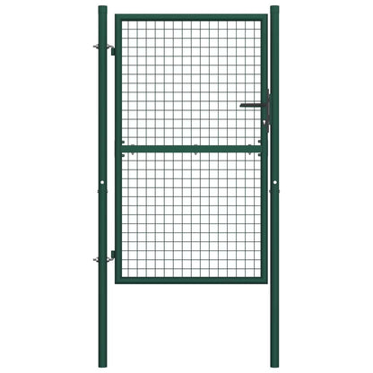 vidaXL Fence Gate Metal Fence Post Garden Gate for Outdoor Patio Steel Green