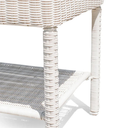 Krikacy Double Layer Wicker Coffee Table,All-Weather HDPE Hand-Woven Table,for Patio Lawn,Beige
