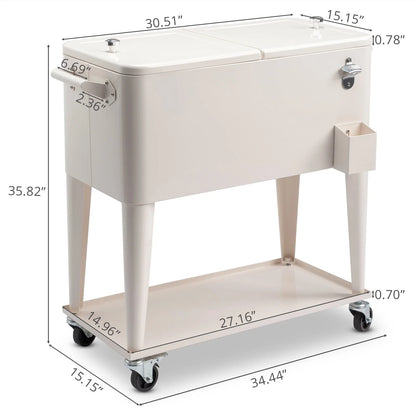 GoDecor Patio Cooler Cart Cold and Refreshing with this Convenient Rolling Cooler Cart,Rolling Cooler Cart
