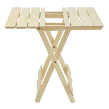 Folding Square Table Patio Outdoor solid wood Table for Backyard, Balcony, Portable Design Space-Saving Natural Wood Color