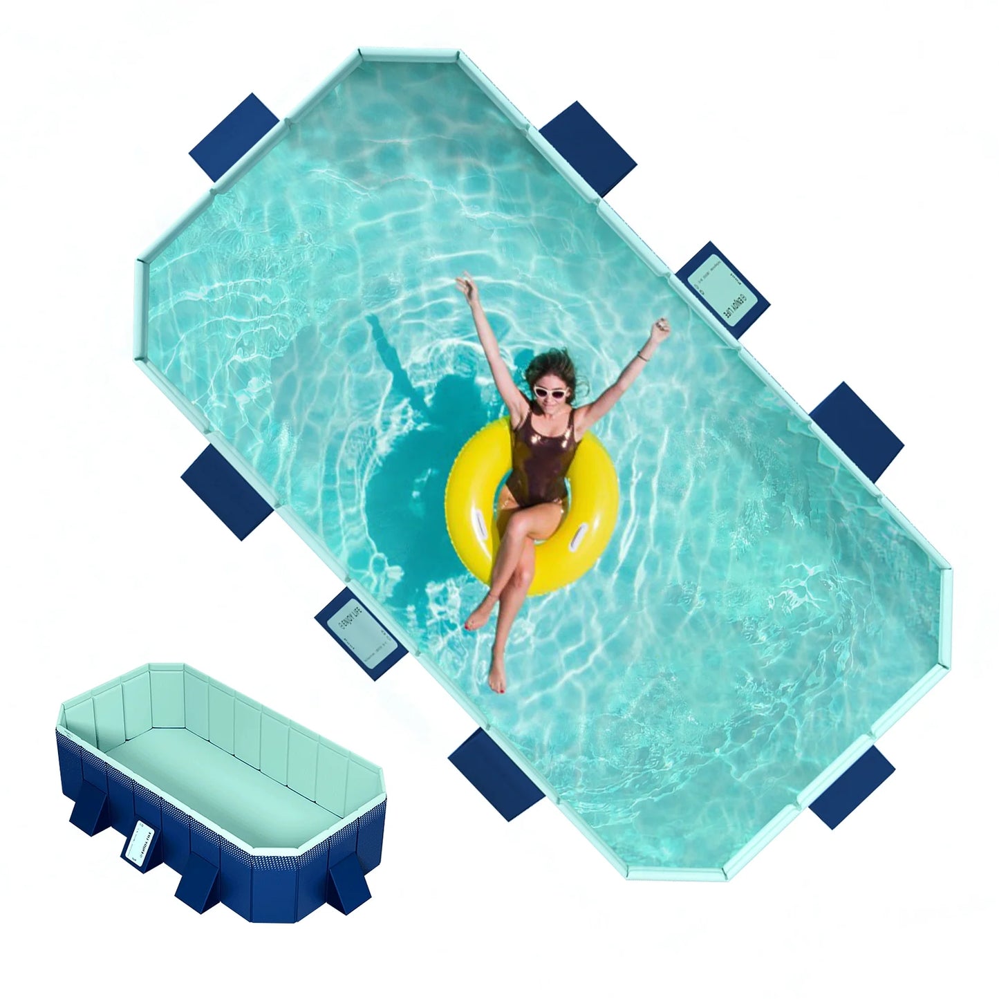 mwptoo Foldable Swimming Pool, Installation-free Portable Kids Swimming Pool, Collapsible Inflatable-Free Large Pool, for Adult Puppy Garden Patio