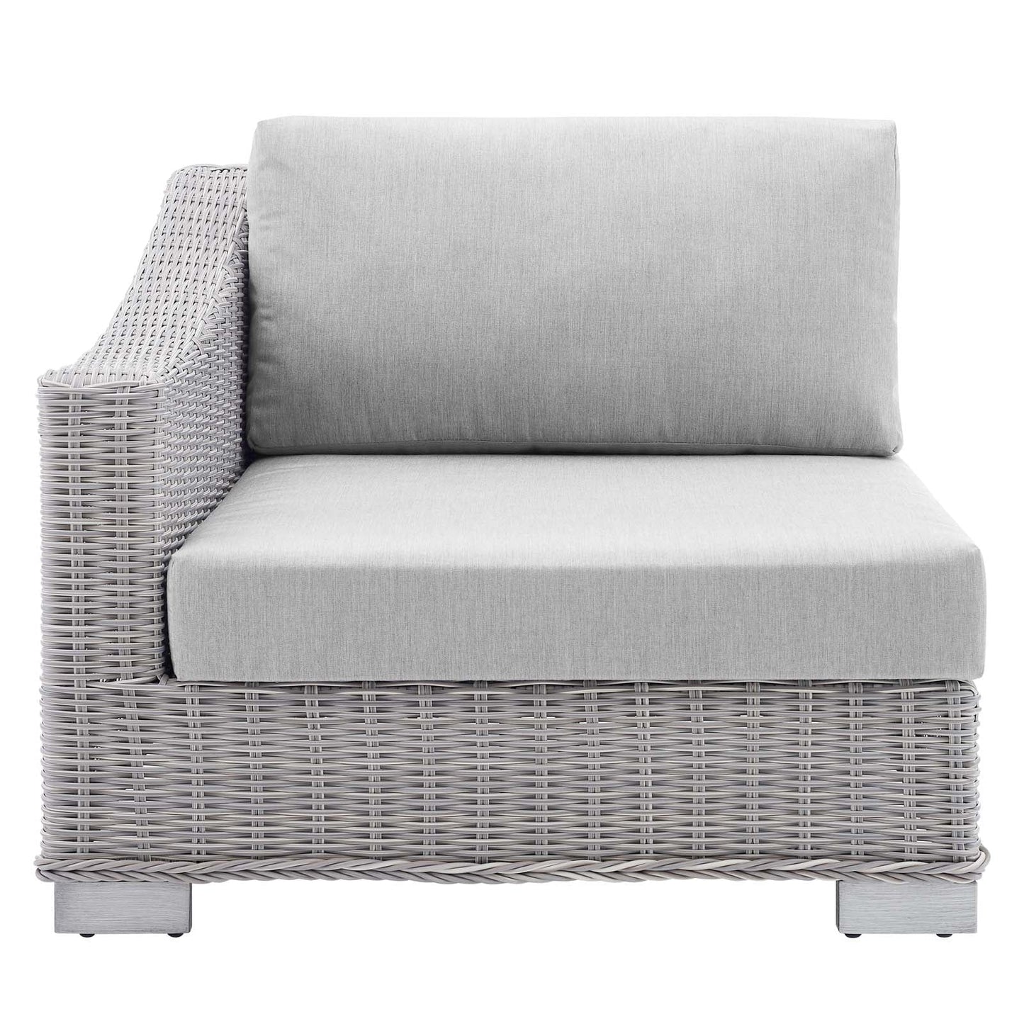 Modway Conway Sunbrella® Outdoor Patio Wicker Rattan 9-Piece Sectional Sofa Set in Light Gray Gray