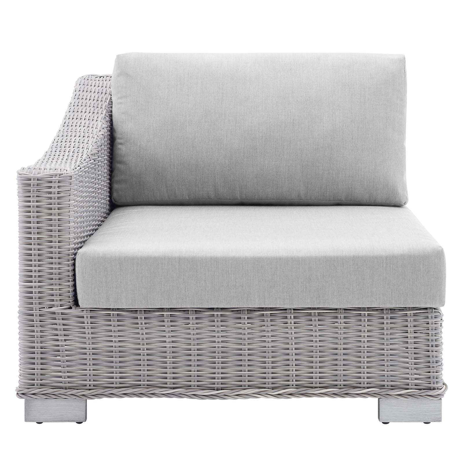 Modway Conway Sunbrella® Outdoor Patio Wicker Rattan 9-Piece Sectional Sofa Set in Light Gray Gray