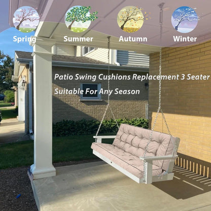 Swing Cushions 3 Seater Replacement, Waterproof Porch Swing Cushions, Thicken 5" Bench Cushions for Outdoor Furniture With Backrest , Patio Garden Loveseat Sofa Pads