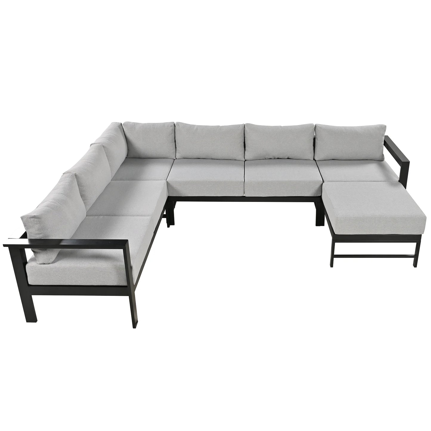 Furvclv 115.7in Modern Outdoor Sectional Sofa, 6 Seater Patio Conversation Couch Sets, U-Shaped Chaise Lounge Couch, Convertible Sofa Set For Outdoor Garden Porch