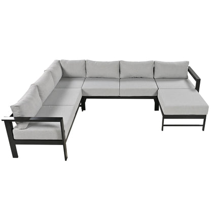 Furvclv 115.7in Modern Outdoor Sectional Sofa, 6 Seater Patio Conversation Couch Sets, U-Shaped Chaise Lounge Couch, Convertible Sofa Set For Outdoor Garden Porch