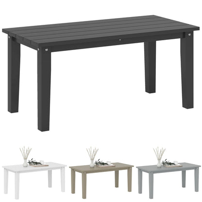 ZIRAV HDPE Outdoor Coffee Table, All-Weather Rectangle Patio Coffee Table, Plastic Outdoor Patio Table with Slatted Tabletop for Garden, Balcony, Backyard,White