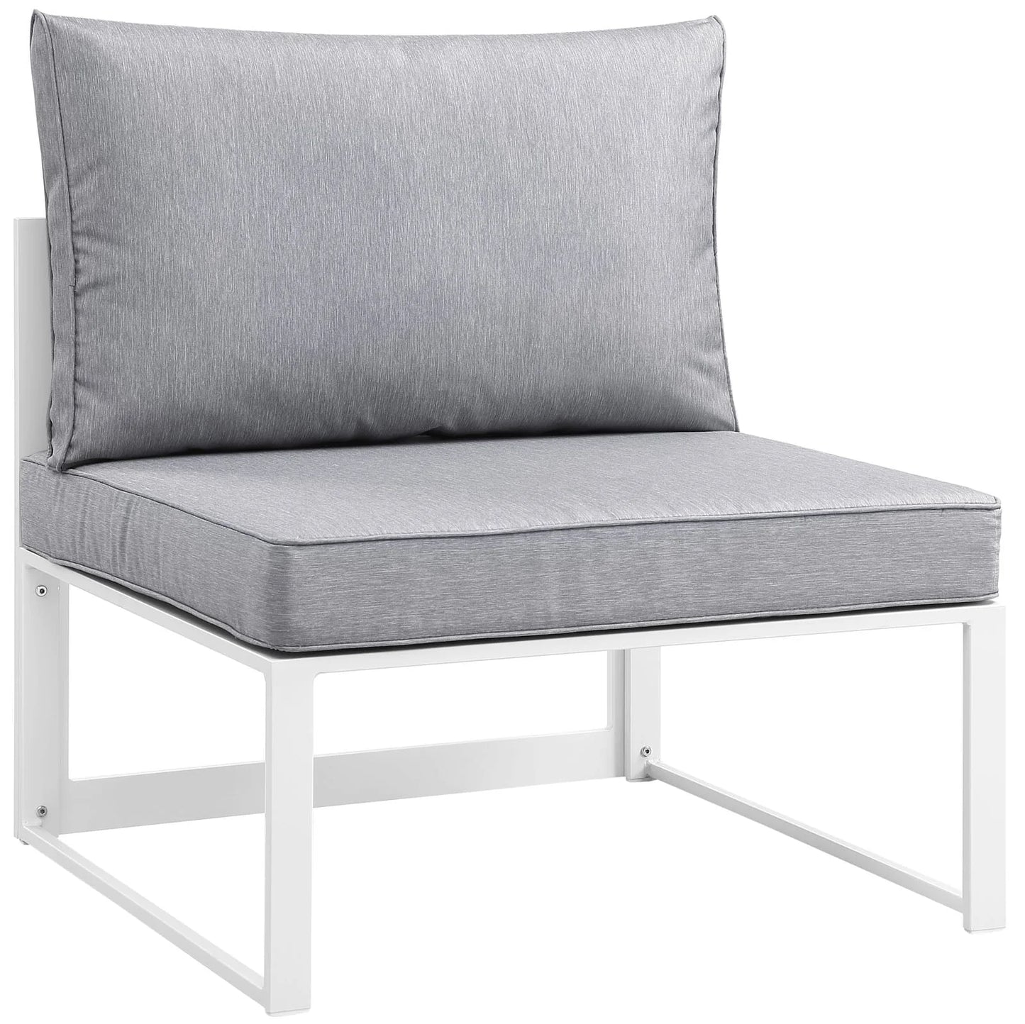 Modway Fortuna 7 Piece Outdoor Patio Sectional Sofa Set in White Gray